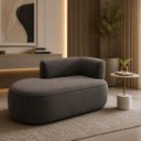Ver imagem 2 de Sofá Curvo Orgânico 2 Lugares 160cm Sala Recepção Veludo:Cinza/Braça Lado Esquedo