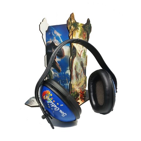 Kit Suporte Autistas Abafador de Sons 11 Db Dinossauros com Abafador Azul Coleção Tea e Amor Nsupdin