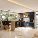 Ver imagem 1 de Cozinha de Canto Modulada Celeste Kappesberg 100% Mdf Nogueira/azul