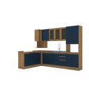 Ver imagem 3 de Cozinha de Canto Modulada Celeste Kappesberg 100% Mdf Nogueira/azul