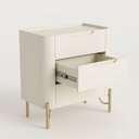 Ver imagem 4 de Mesa de Cabeceira com 3 Gavetas 70cm Pés em Metal Estrutura 100% MDF Bend Bege