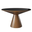 Ver imagem 1 de Mesa de Jantar Madri Cone Chanfrada Redonda Nozes 1.40 Cm Vidro Preto