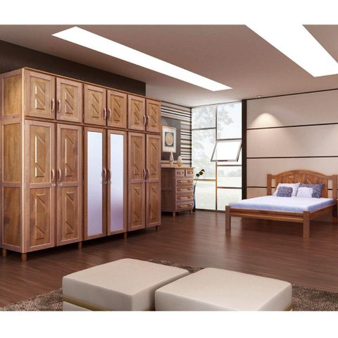 Guarda-roupa 12 Portas Cama Cômoda 6 Gavetas Madeira Imbuia
