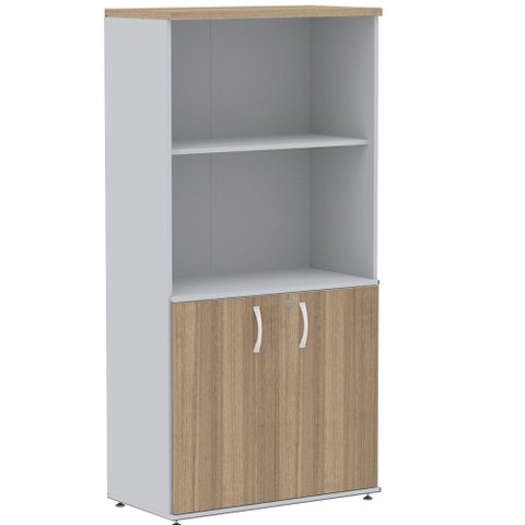 Armário Misto PE25 Pandin 79,60 cm (largura) MDP Cor Noce Naturalle e Branco com Duas portas