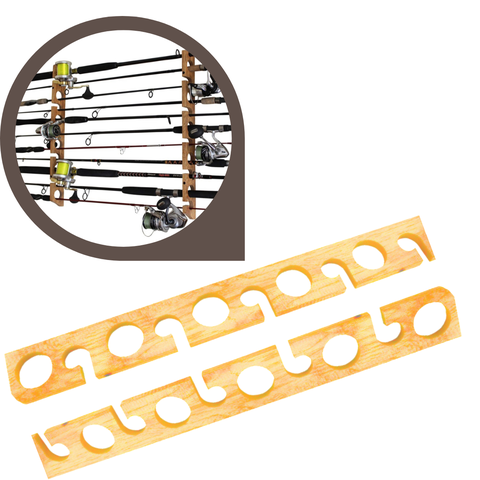 Suporte Vara de Pesca de Madeira 13 Varas Parede Pendurar