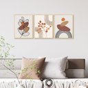 Ver imagem 2 de Trio de Quadros Decorativos Boho Abstrato para Sala e Quarto