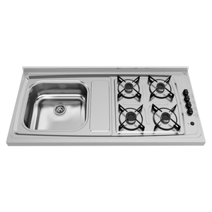 Pia De Inox 1,20 com Fogão 04 Bocas a Gás Ghelplus