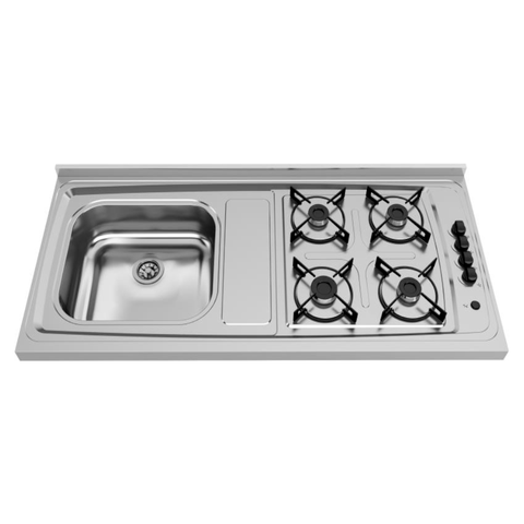 Pia De Inox 1,20 com Fogão 04 Bocas a Gás Ghelplus