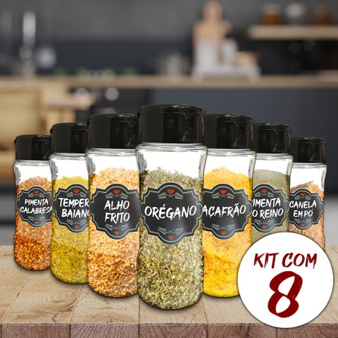 Pote Tempero Kit Potes+24 Etiquetas Adesivas Porta Condimento Q130