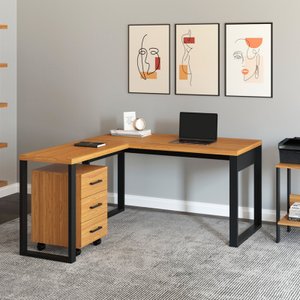 Mesa para Escritório 100% Mdf Industrial Freijó/preto - Dalla Costa