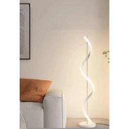 Luminária Chão Moderna Luxo Slim Perfil Espiral Led Integrado 1,40m - Branca - 1