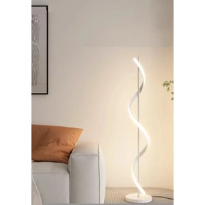 Luminária Chão Moderna Luxo Slim Perfil Espiral Led Integrado 1,40m - Branca