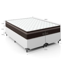 Cama Box Casal Bipartido + Colchão Paris Molas Ensacadas Pocket - 61x138x188cm - E-shop Casa - Couro - 4