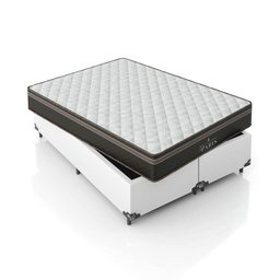 Cama Box Casal Bipartido + Colchão Paris Molas Ensacadas Pocket - 61x138x188cm - E-shop Casa - Couro - 5