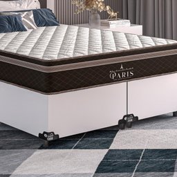 Cama Box Casal Bipartido + Colchão Paris Molas Ensacadas Pocket - 61x138x188cm - E-shop Casa - Couro - 3