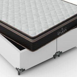 Cama Box Casal Bipartido + Colchão Paris Molas Ensacadas Pocket - 61x138x188cm - E-shop Casa - Couro - 6