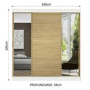 Ver imagem 3 de Guarda-Roupa Casal Madesa Reno 3 Portas de Correr com Espelhos Branco/Carvalho Cor:Branco/Carvalho