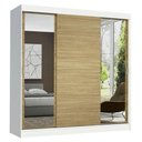 Ver imagem 2 de Guarda-Roupa Casal Madesa Reno 3 Portas de Correr com Espelhos Branco/Carvalho Cor:Branco/Carvalho