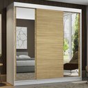 Ver imagem 1 de Guarda-Roupa Casal Madesa Reno 3 Portas de Correr com Espelhos Branco/Carvalho Cor:Branco/Carvalho