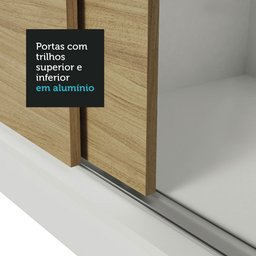 Guarda-Roupa Casal Madesa Reno 3 Portas de Correr com Espelhos Branco/Carvalho Cor:Branco/Carvalho - 7 Guarda-Roupa Casal Madesa Reno 3 Portas de Correr com Espelhos Branco/Carvalho Cor:Branco/Carvalho - 7