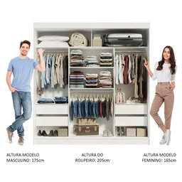 Guarda-Roupa Casal Madesa Reno 3 Portas de Correr com Espelhos Branco/Carvalho Cor:Branco/Carvalho - 4 Guarda-Roupa Casal Madesa Reno 3 Portas de Correr com Espelhos Branco/Carvalho Cor:Branco/Carvalho - 4