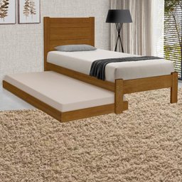 Cama Solteiro Com Auxiliar Madeira Maciça Lara Imbuia AT Moveis - 4 Cama Solteiro Com Auxiliar Madeira Maciça Lara Imbuia AT Moveis - 4