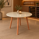 Ver imagem 1 de Mesa de Jantar Redonda Rubi 100cm Vidro Pés Madeira Premium