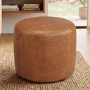Ver imagem 1 de Puff Redondo 50cm Sala de Estar Living Coliseu W01 Couríssimo Camel - Lyam Decor