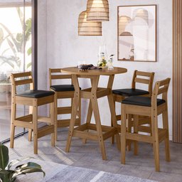 Conjunto Mesa Bistrô com 4 Banquetas Cedro Gold 11C - 1