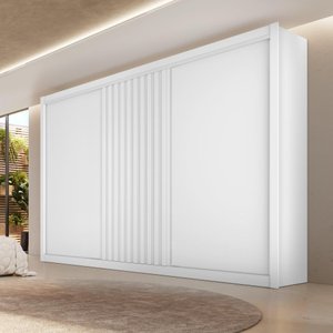 Guarda Roupa 3 Portas 100% Mdf Vitória Branco Acetinado - Móveis Europa