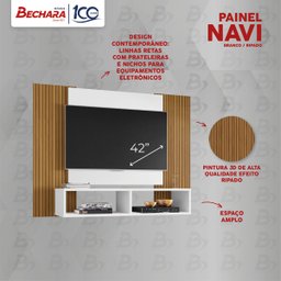 Painel para Tv até 42 Polegadas Ripado Navi 1,20m - Branco/ripado - 3