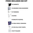 Ver imagem 3 de Gabinete 2 Portas Suspenso Para Banheiro Com Lavatório + Armário + Torneira + Engate + Veda Rosca