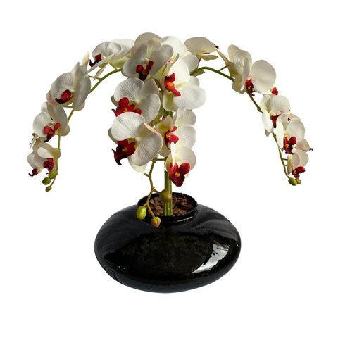 Kit 7 Orquídeas Artificiais Realistas 110cm Branco Premium para Vasos Decorativos