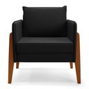 Ver imagem 6 de Kit 1 Sofá Namoradeira e 2 Poltronas Lana Suede Preto Base de Madeira - D’Rossi