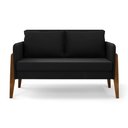 Ver imagem 7 de Kit 1 Sofá Namoradeira e 2 Poltronas Lana Suede Preto Base de Madeira - D’Rossi