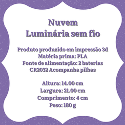 Luminária sem Fio em Formato de Nuvem - 6