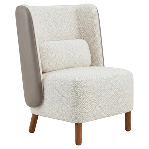 Poltrona Decorativa Verso Pes Madeira Boucle e Courino Tce 1010 Tcs 726 Moll