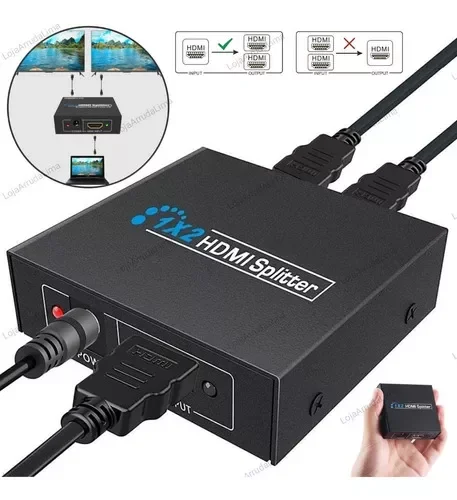 Adaptador Plug Divisor de Sinal Hdmi 1080p Duplicador 1x2