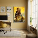 Ver imagem 1 de Quadro Orixá Oxum Moedas de Ouro - 70x50cm:moldura Branca