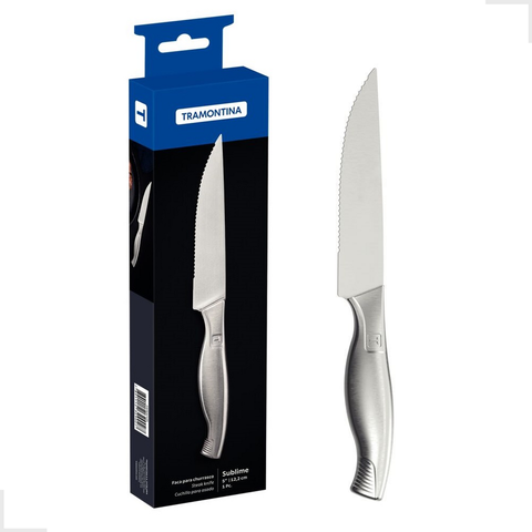Faca De Serra Sublime Aço Inox Tramontina Frutas Churrasco Pão Serrinha:Prateado