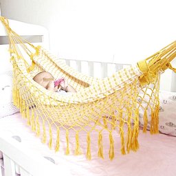 Rede de Dormir para Berço de Bebê 100% Algodão Várias Cores:amarela - 2