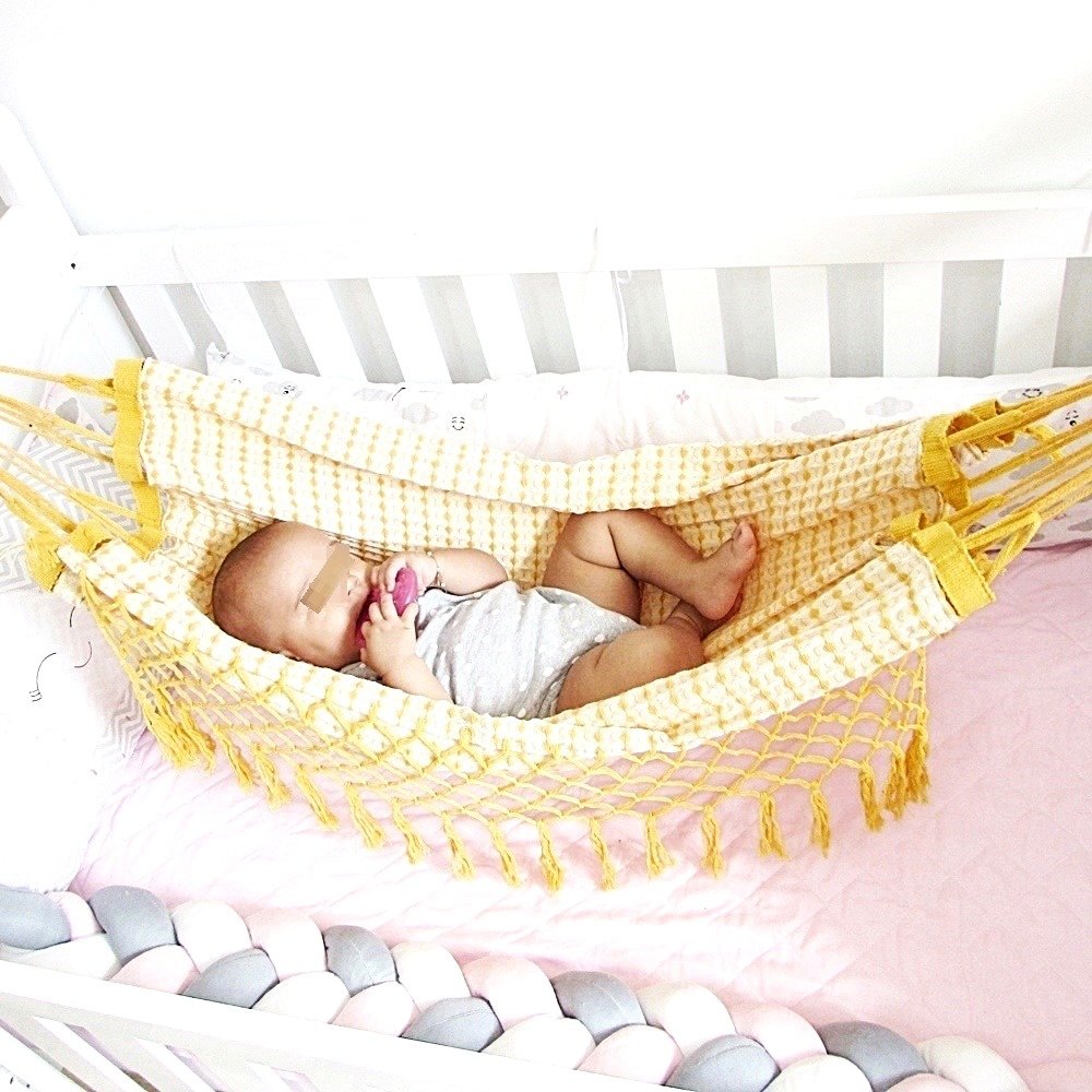 Rede de dormir para berço de bebê 100% algodão várias cores:Amarela - 3