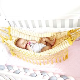 Rede de Dormir para Berço de Bebê 100% Algodão Várias Cores:amarela - 3