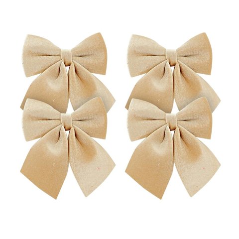 Kit 4 Laços Decorativos Veludo Dourado Palha Natal 12x13cm - Magizi