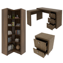 Ver imagem 5 de Conjunto Completo Escritório 6 Peças Mesa Balcão Estante Armário Gaveteiro Nogal