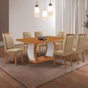 Ver imagem 1 de Conjunto de Jantar Milena 6 Lugares Tampo MDF Cadeiras Lorena Off White 180cm Moderna
