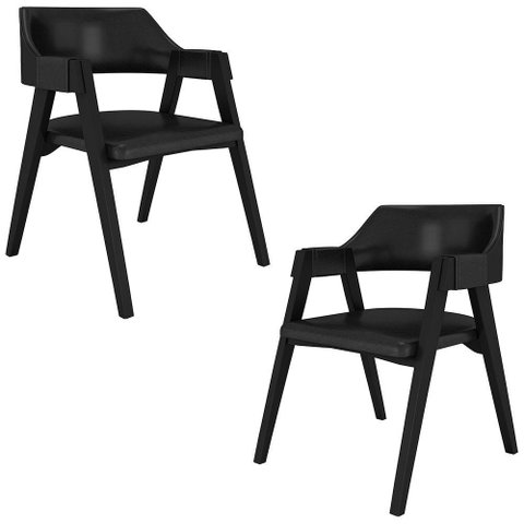 Kit 2 Cadeiras Sala de Jantar e Jogos Carteados Madeira Maciça Poker Pu Preto-preto G42 - Gran Belo