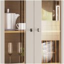 Ver imagem 1 de Cristaleira 02 Portas Com Vidro 02 Gavetas Liz Henn Off White Com Nature