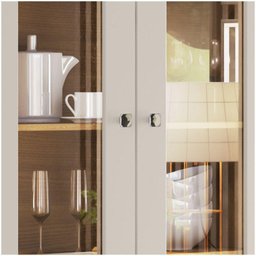 Cristaleira 02 Portas Com Vidro 02 Gavetas Liz Henn Off White Com Nature - 1 Cristaleira 02 Portas Com Vidro 02 Gavetas Liz Henn Off White Com Nature - 1