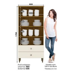 Cristaleira 02 Portas Com Vidro 02 Gavetas Liz Henn Off White Com Nature - 8 Cristaleira 02 Portas Com Vidro 02 Gavetas Liz Henn Off White Com Nature - 8